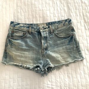 Free People light denim shorts